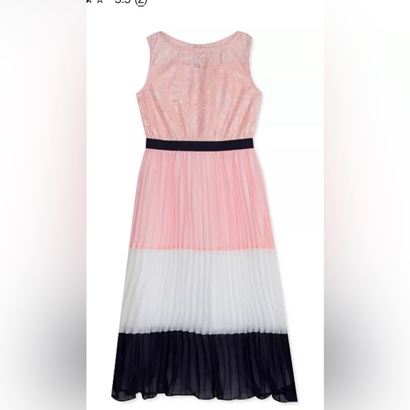 NWT Rare Editions Little Girls Pleated Maxi Dress, Pink, Size 8 - Picture 1 of 3